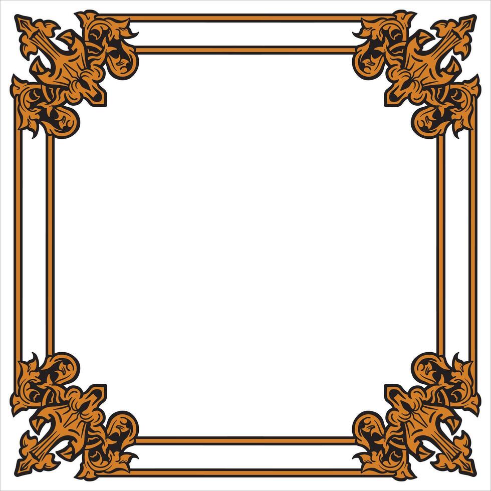 Thin Gold Rectangle Frame With Inner Decorative Trim vector
