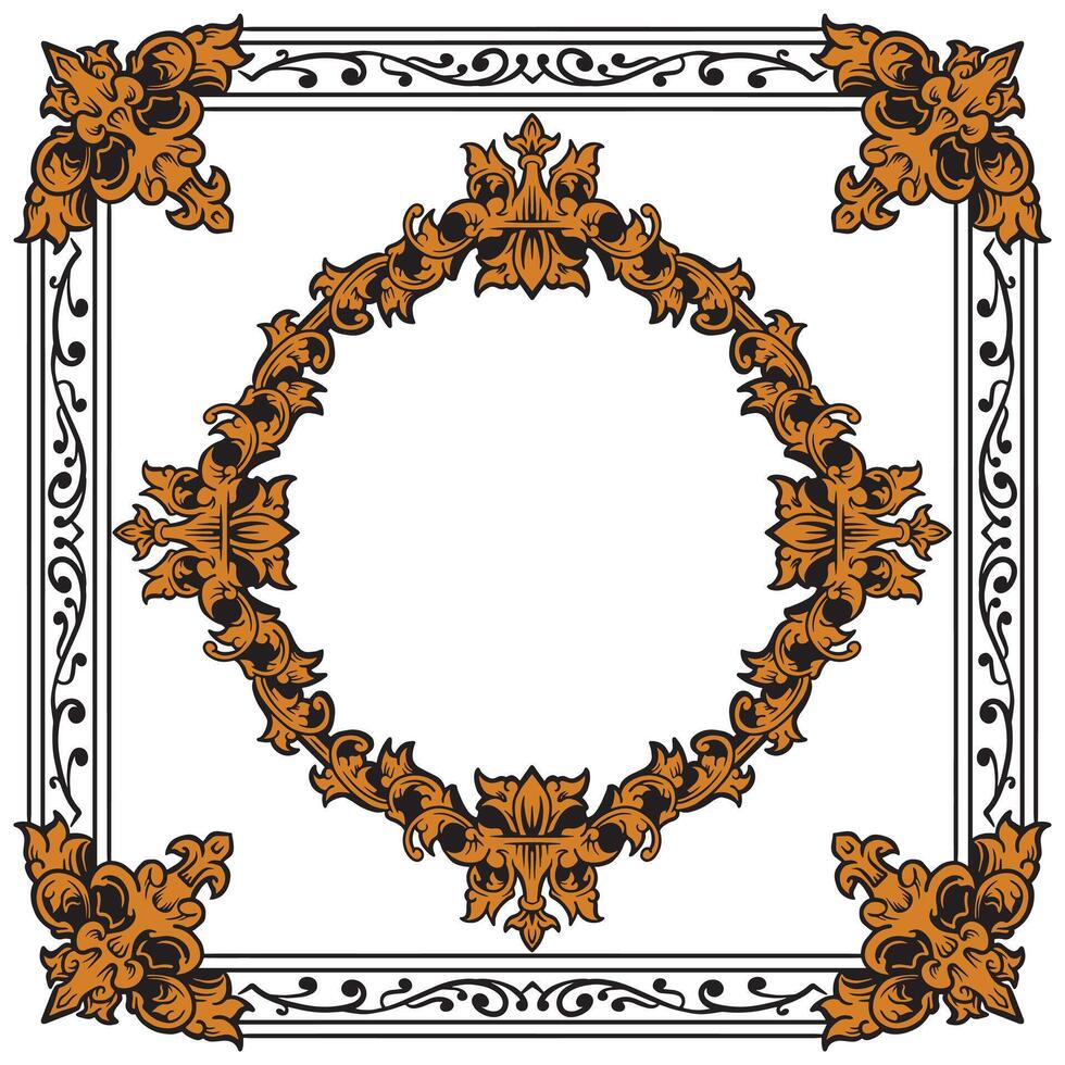 Decorative Gold Monoline Frame For Luxury Logo Mockup vector