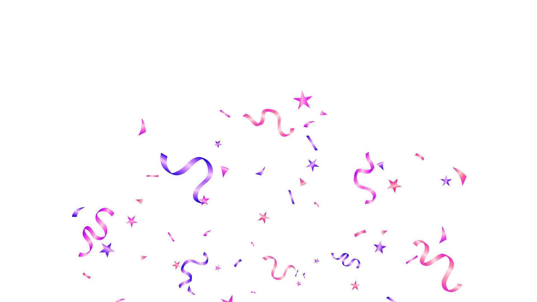 Greeting card, banner holiday, poster event, congratulate with star confetti streamers and ribbons in shades of purple and pink vector