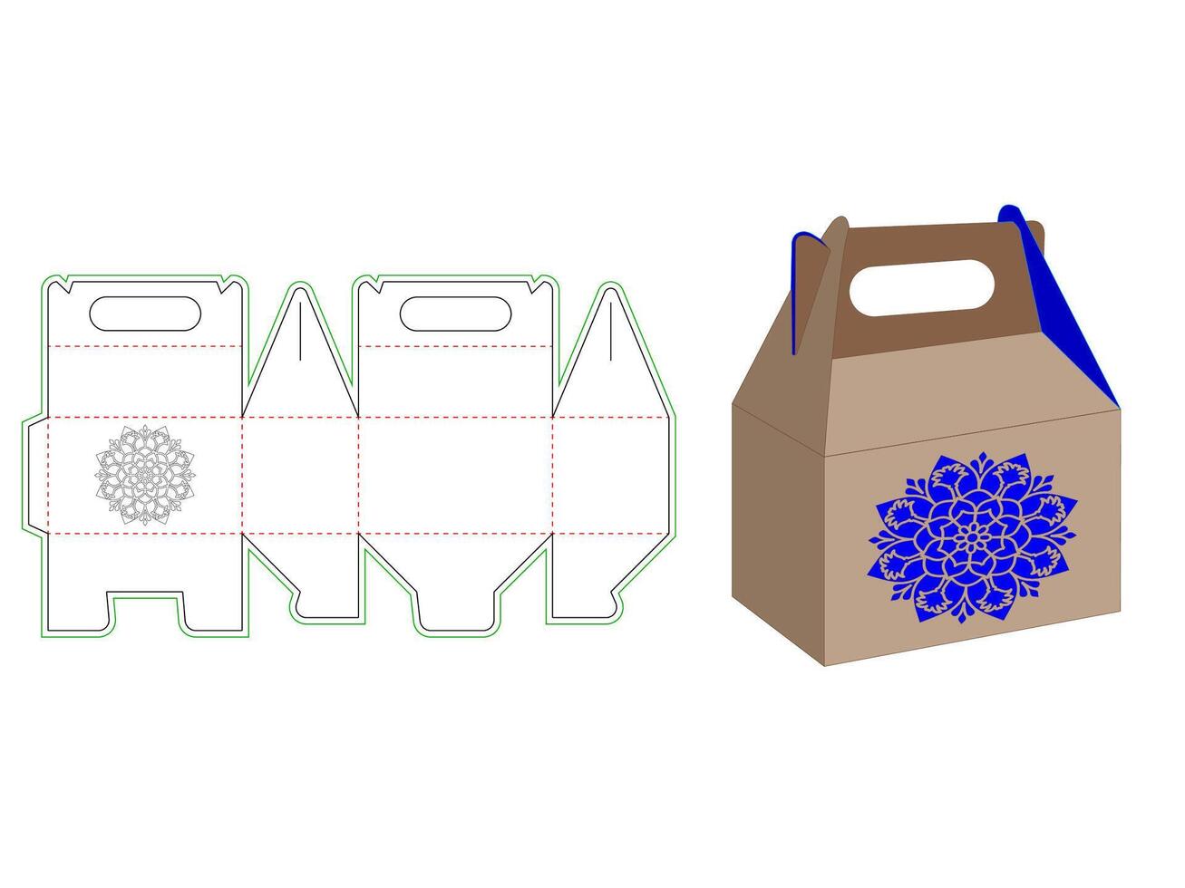Custom Mandala Pattern Gift Box Dieline Template vector