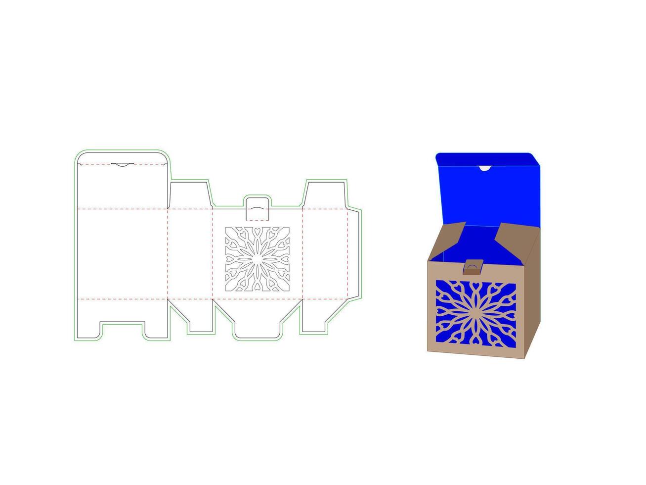 Snap Lock Box Mandala Pattern Dieline Template in Storage Box vector