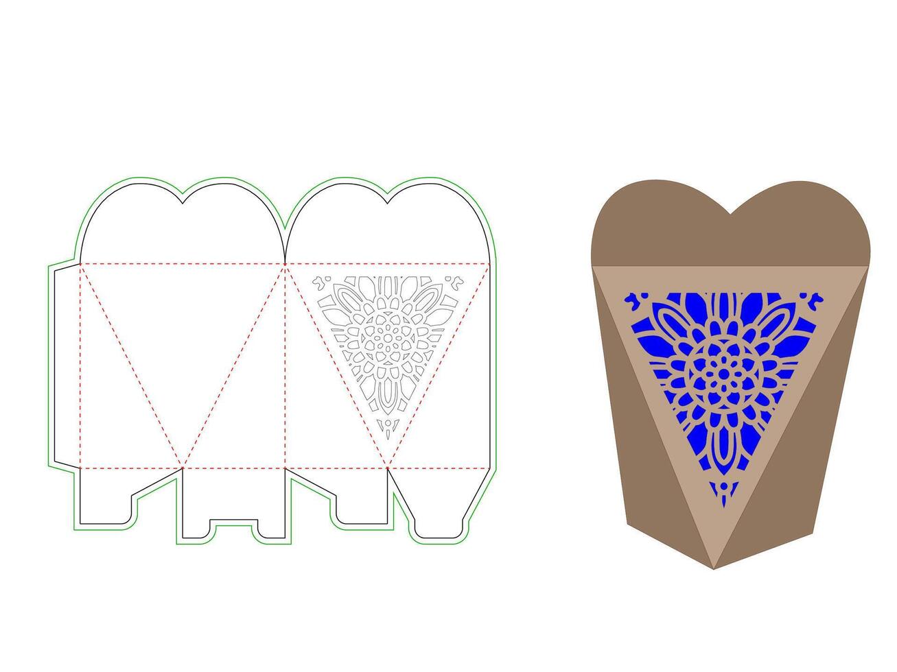 Gift Box with triangle shape mandala pattern laser cut Template vector