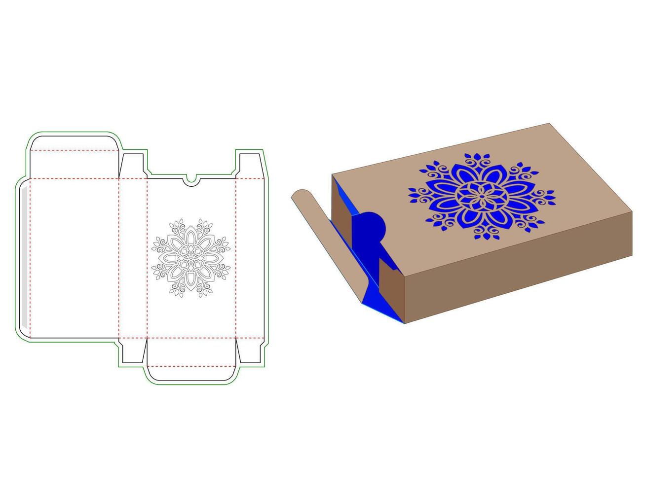 Packaging Design Gift Box, Rectangular Box Dieline Template vector