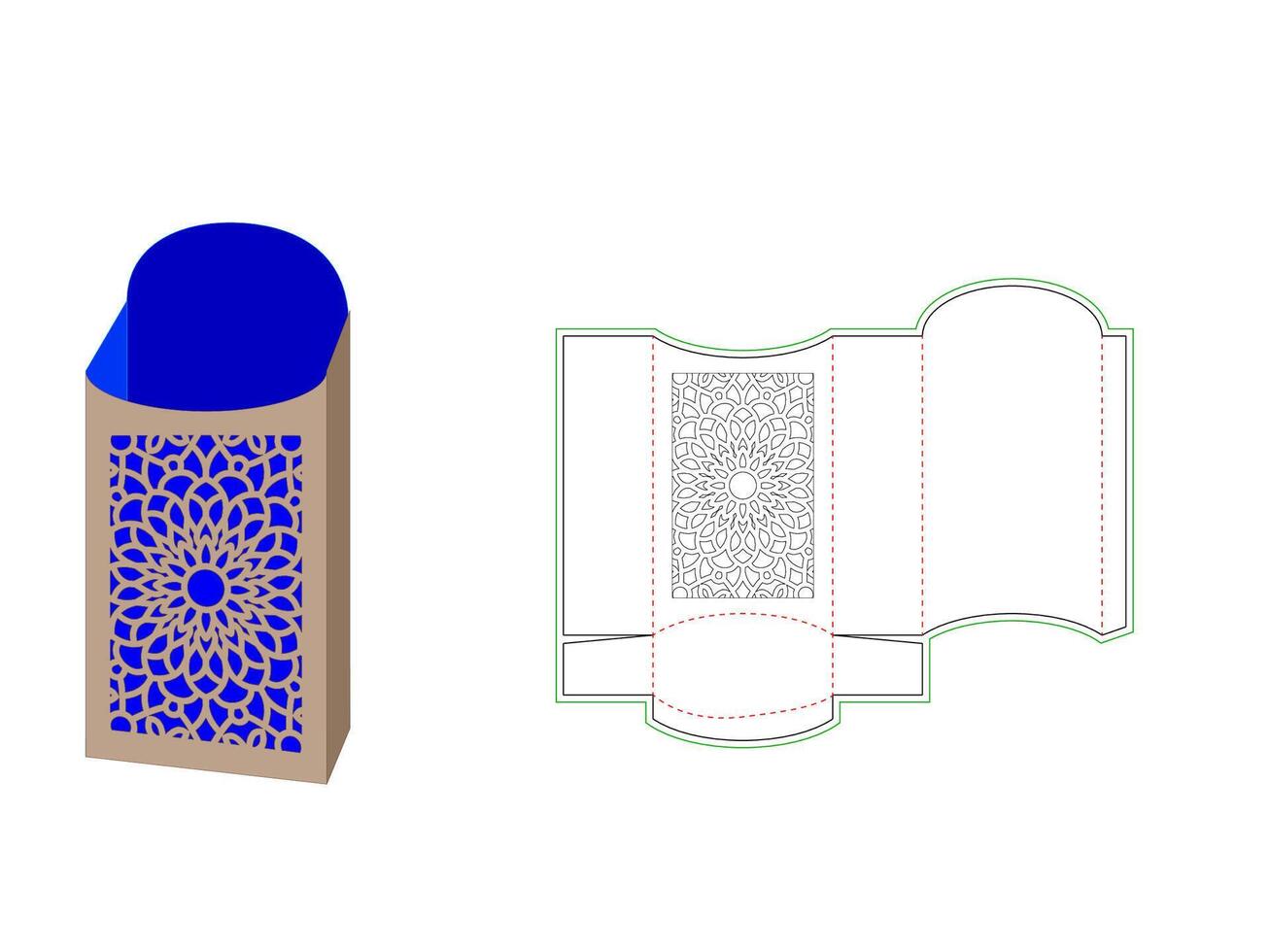 French Fry Box with Laser cut Dieline Template vector