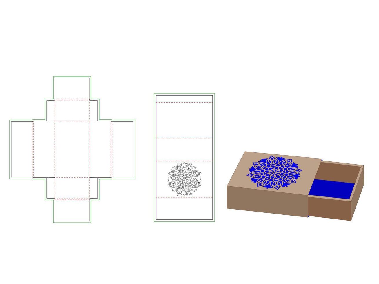 Cut and Fold Jewelry Box Laser cut Dieline Template vector