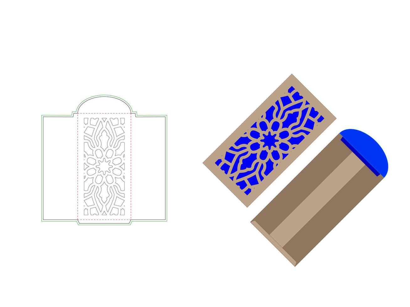 Invitate Envelope Dieline Template with Mandala Laser cut vector