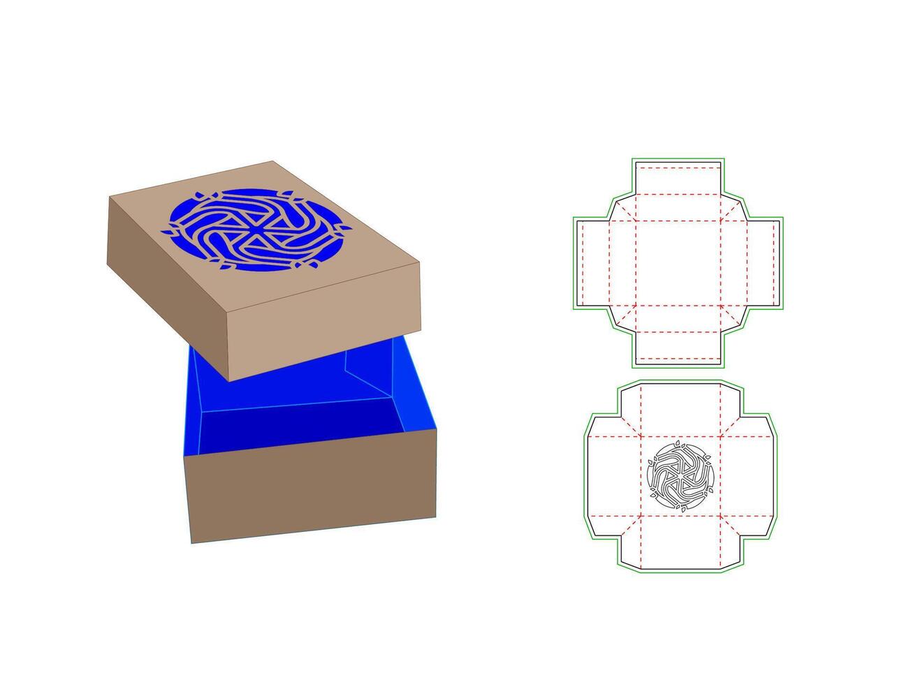 Mandala Pattern Gift Box Laser cut Dieline Template vector
