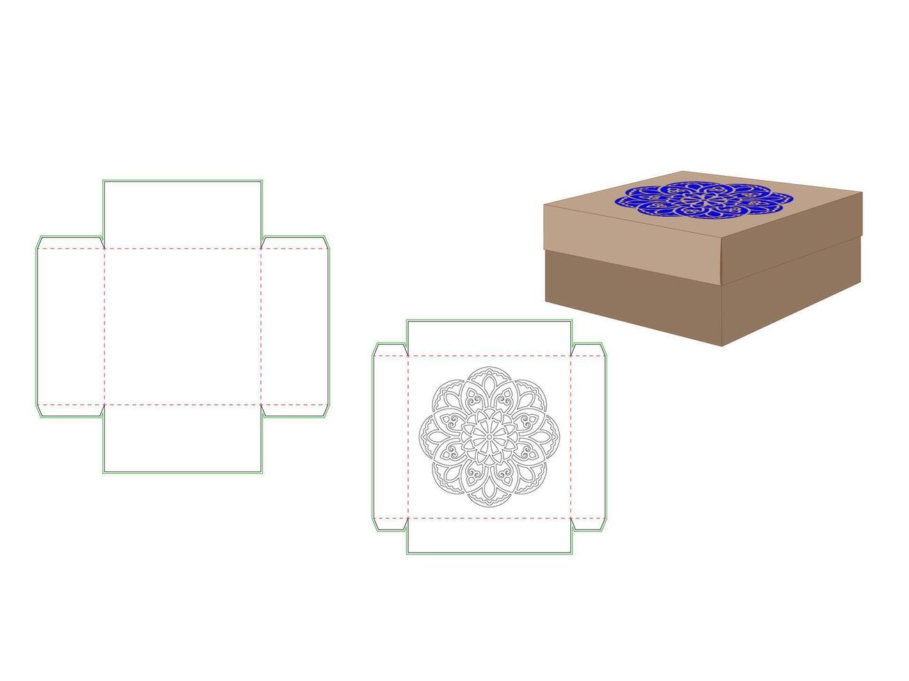 Gift box with Laser Cut Dieline Template vector