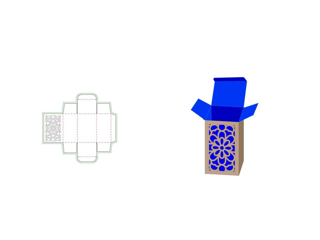 Straight Tuck End Box with Mandala Pattern Dieline Template vector