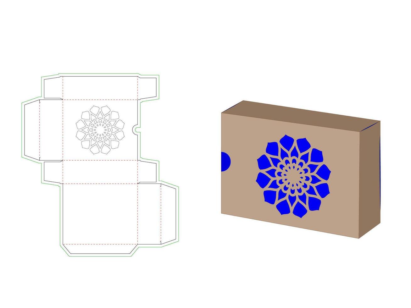 Stenciled patterned Shoap box Dieline Template vector