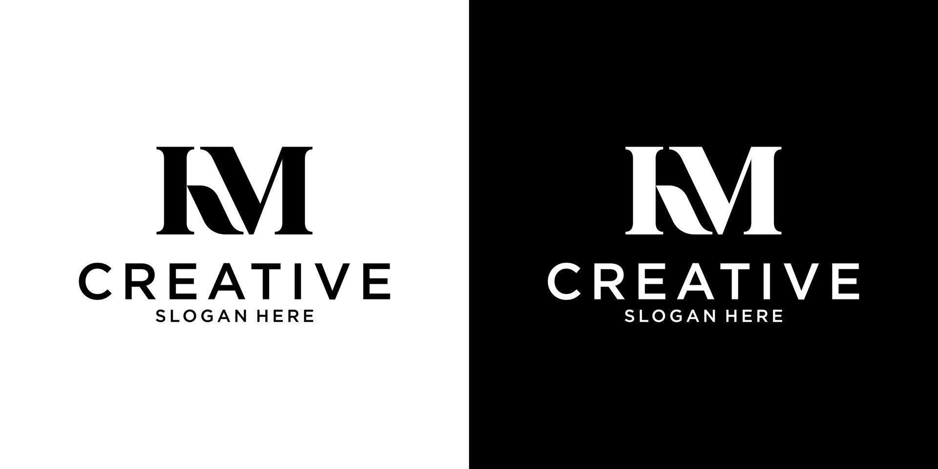 KM or MK initial letter logo design template vector
