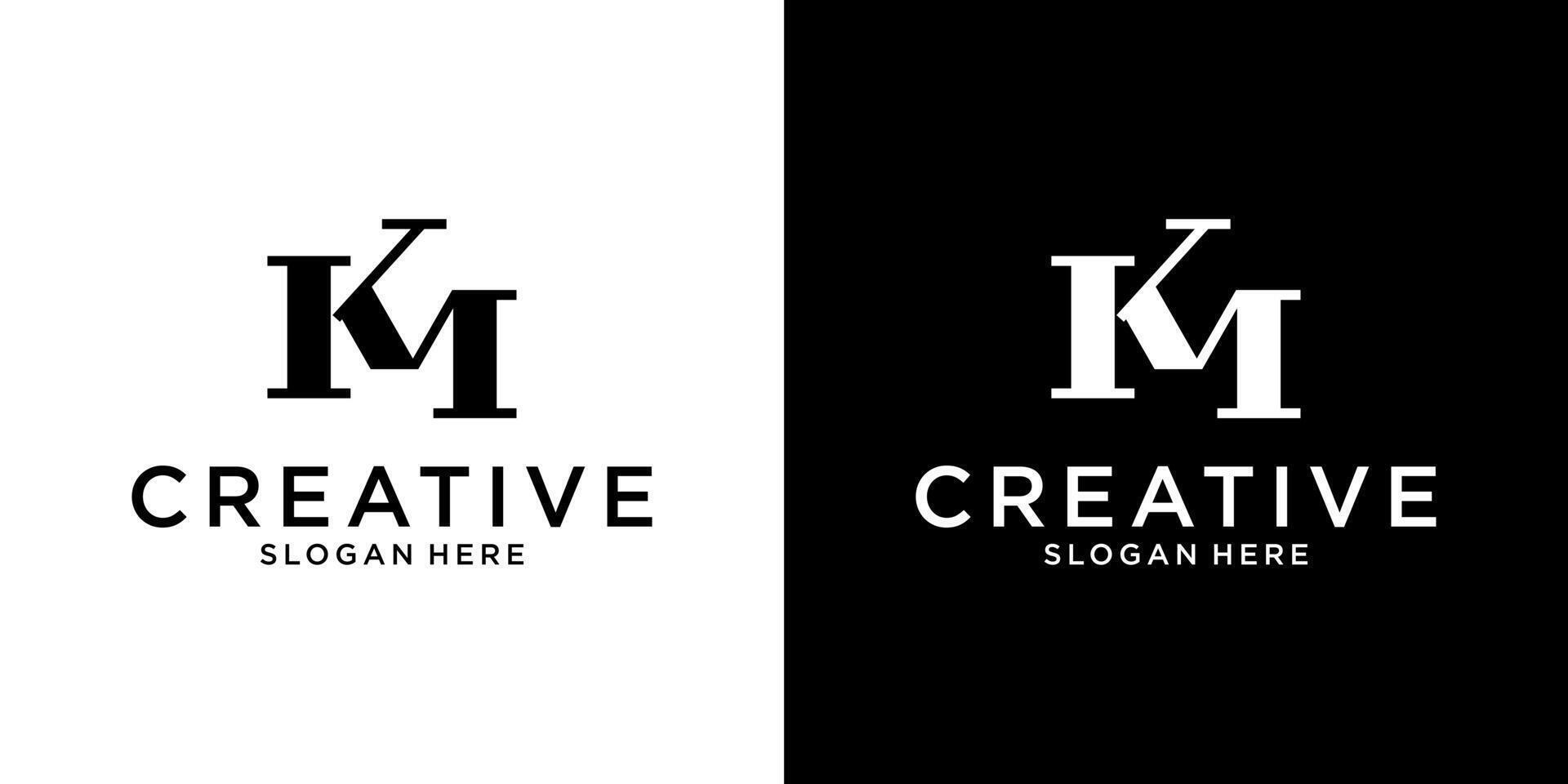 KM or MK initial letter logo design vector