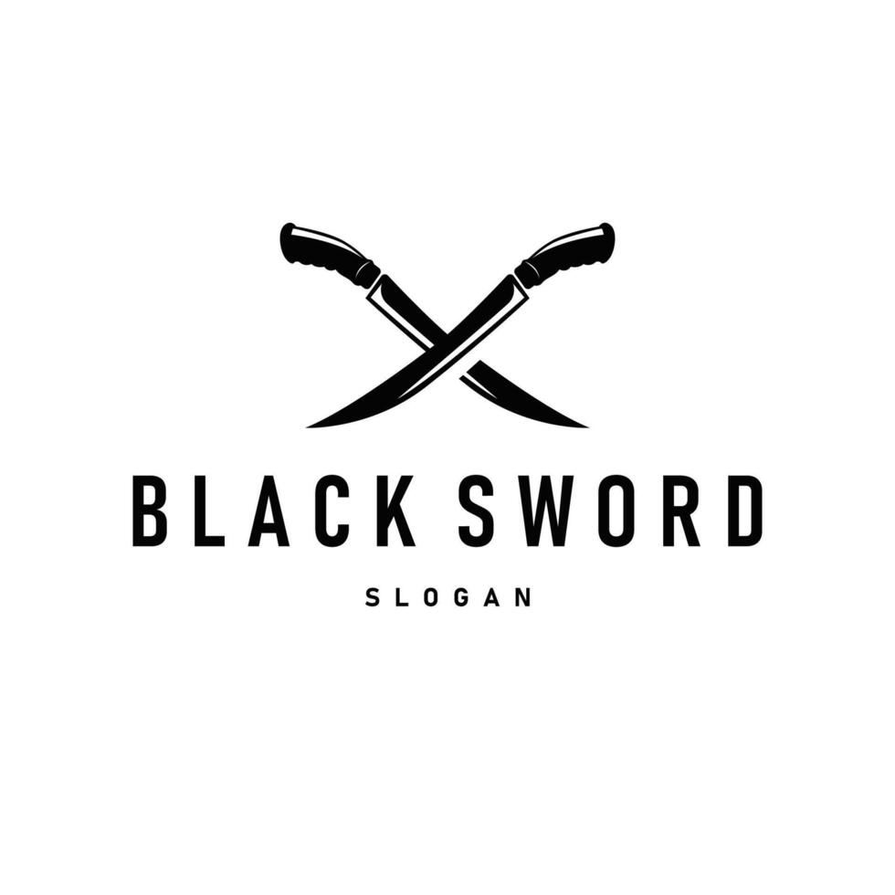 sword logo design, a tool of war and cutting with a simple black silhouette, illustration of a sword for a product or business brand vector