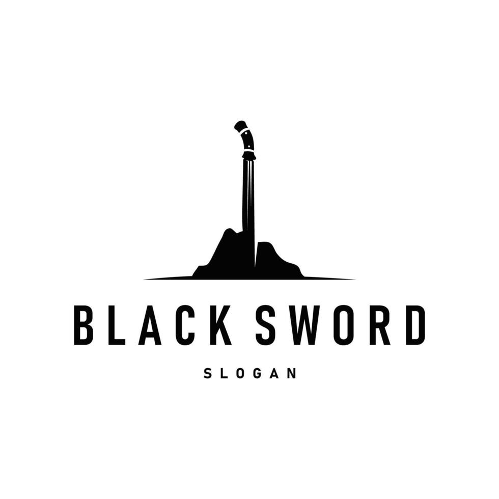 sword logo design, a tool of war and cutting with a simple black silhouette, illustration vector