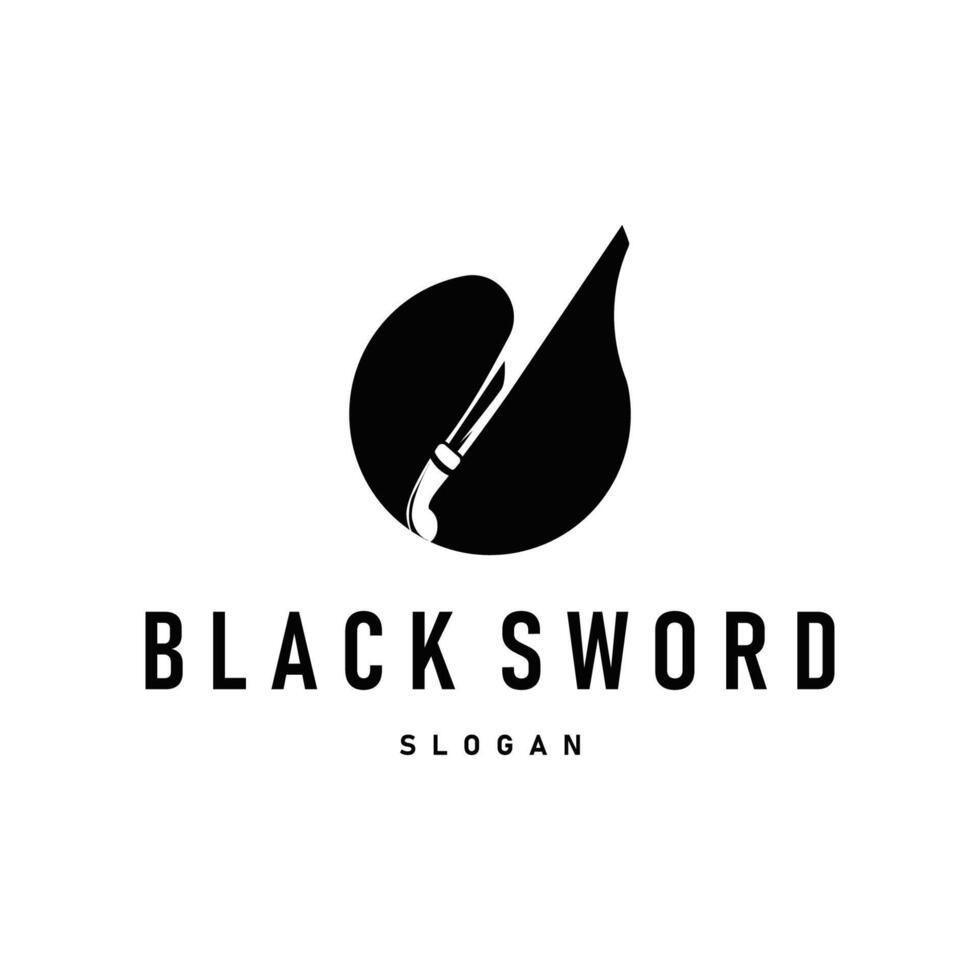 sword logo design tool of war and cutting a simple black silhouette, illustration of a sword symbol template for a product or business brand vector