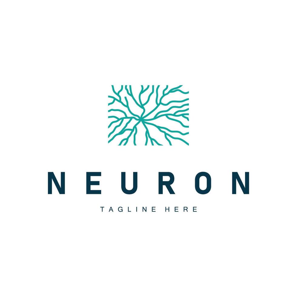 minimalist neuron logo design with cell dna neuron illustration symbol template vector