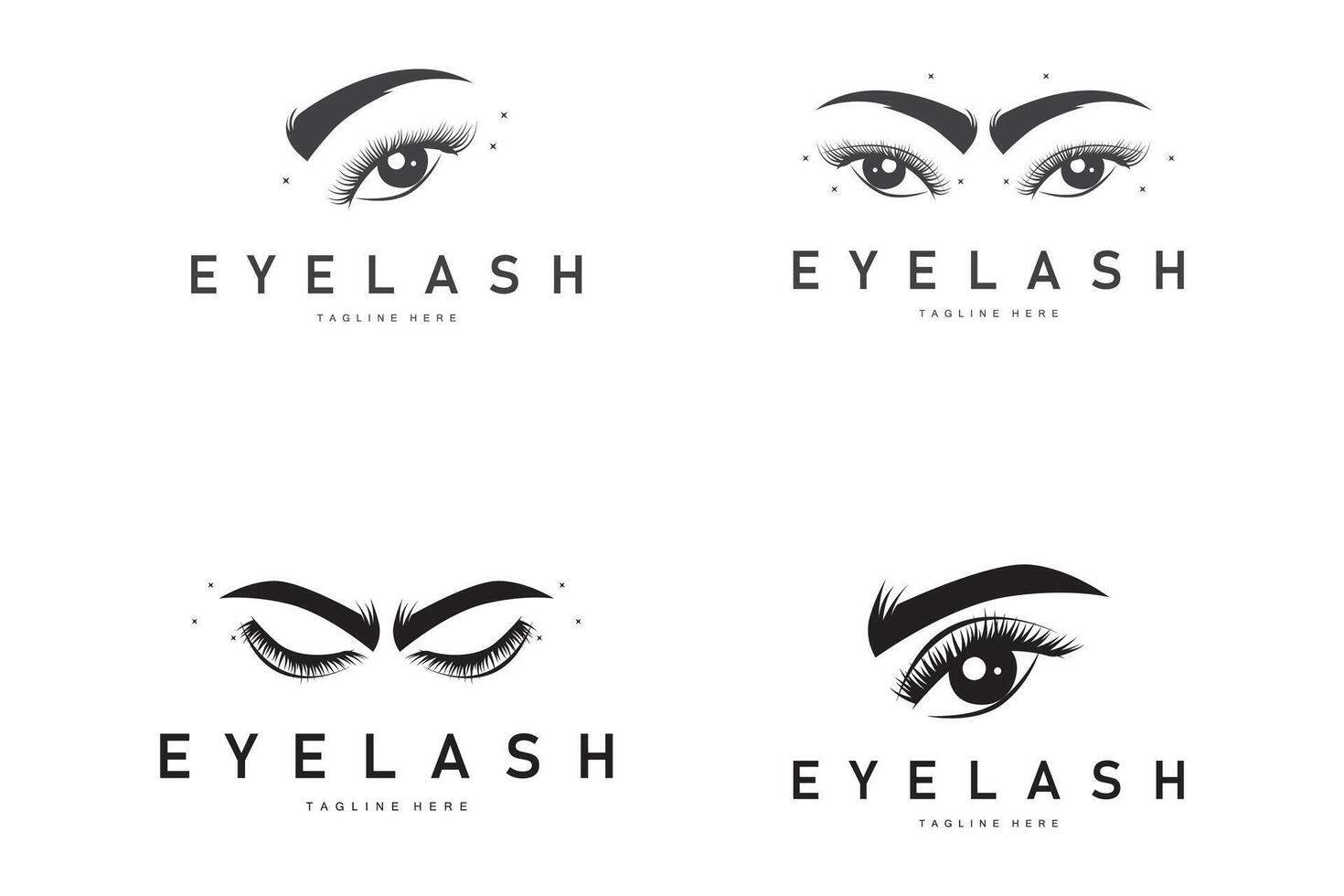 simple black silhouette design eyelash logo decoration beautify the face template concept for salon, spa, cosmetic shop or other business vector
