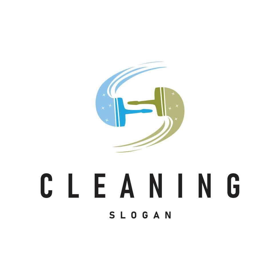 cleaning service logo design simple minimalist concept cleaning tools illustration symbol vector