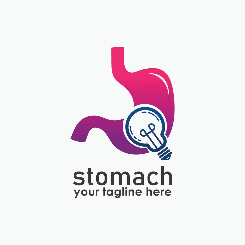 bulb and stomach logo concept, health and technology logo template, stomach icon design vector
