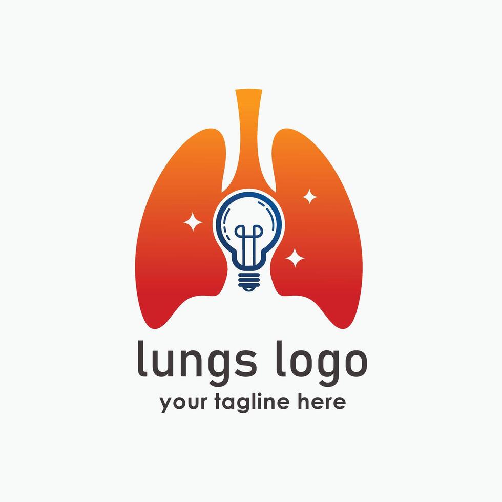 lungs and bulb logo concept, health and technology logo template, creative logo design vector