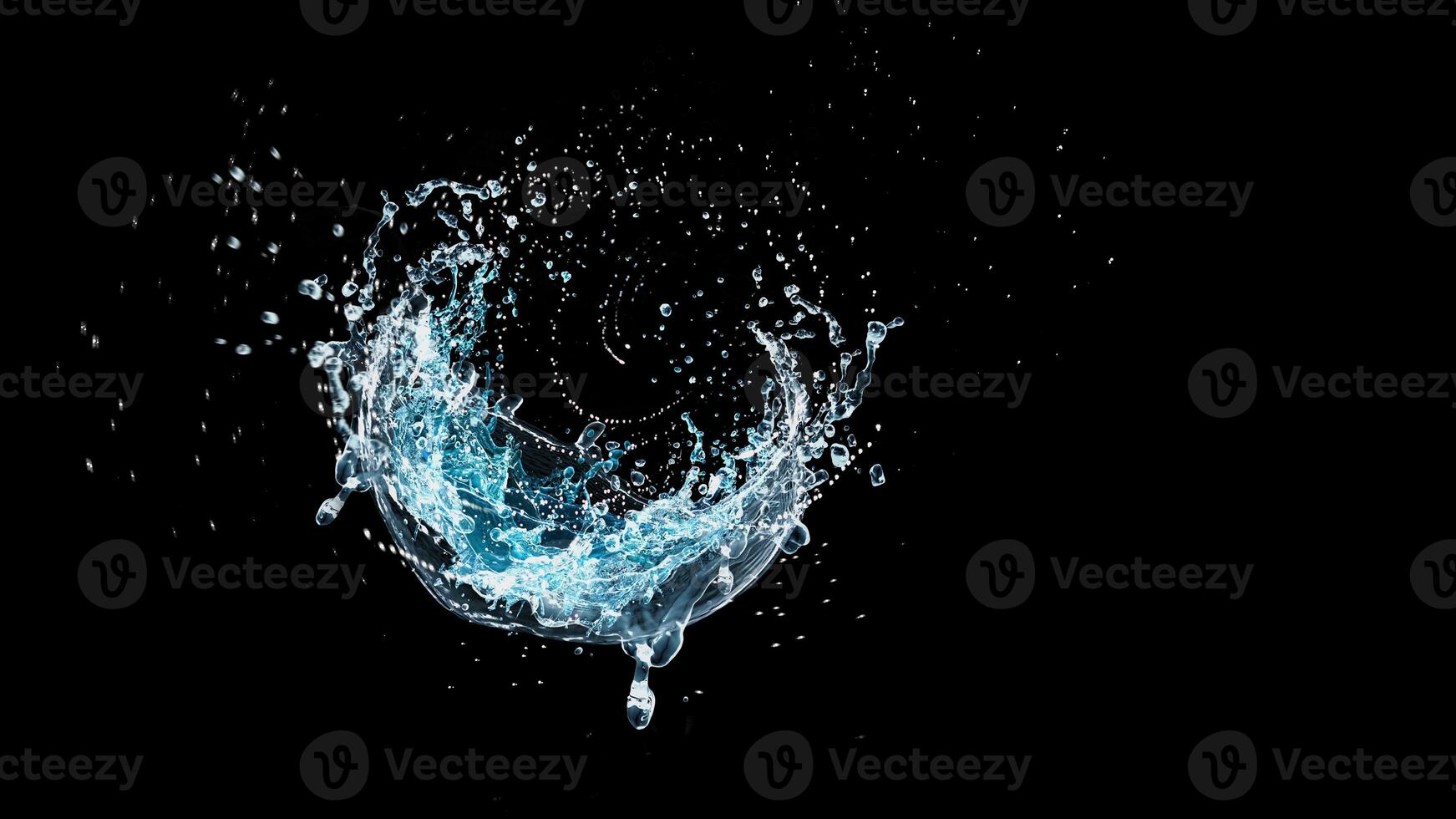 Water splash washing on black photo