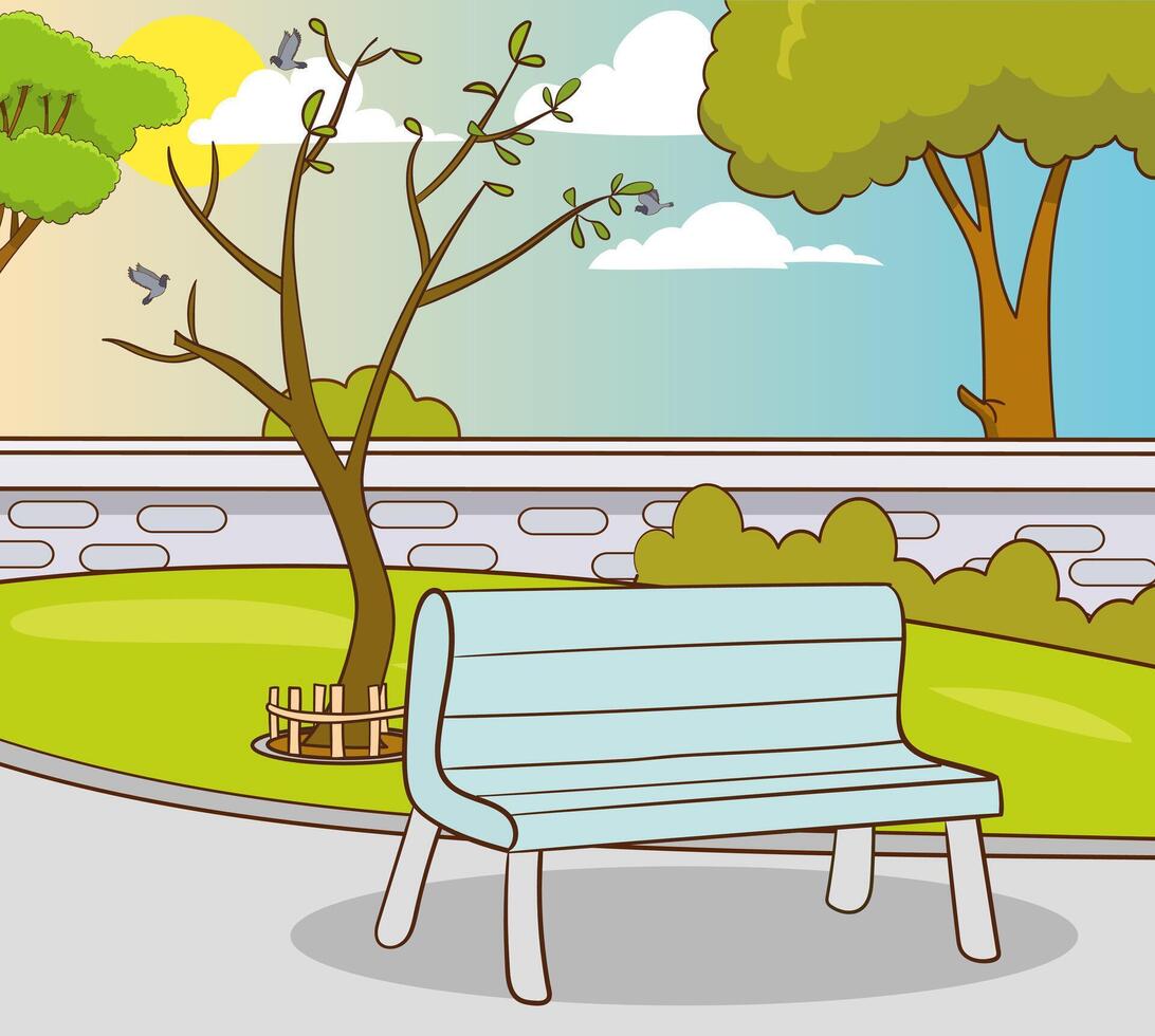 a park image and a illustration of a park bench vector