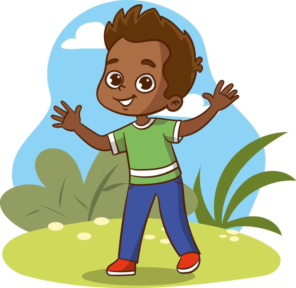 happy child, joyfully child dancing, jumping in different poses vector