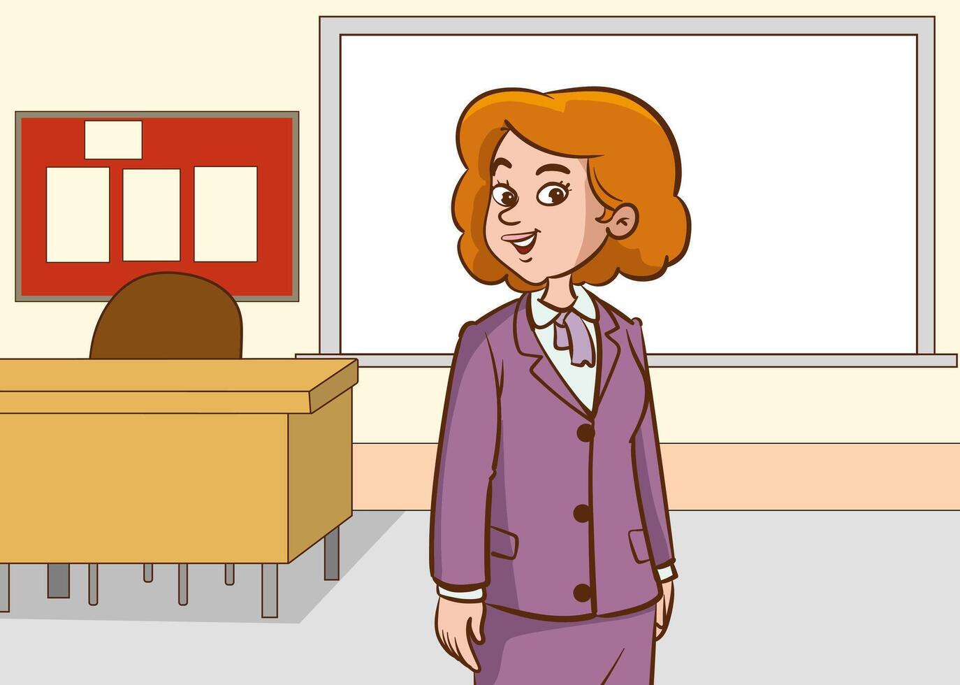 illustration of female teacher in classroom. vector