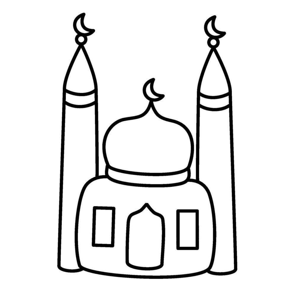 mosque icon doodle coloring outline vector