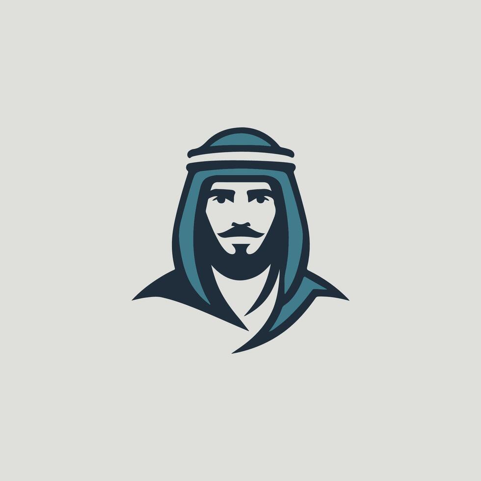 the arabic man is wearing a turban and has a beard vector