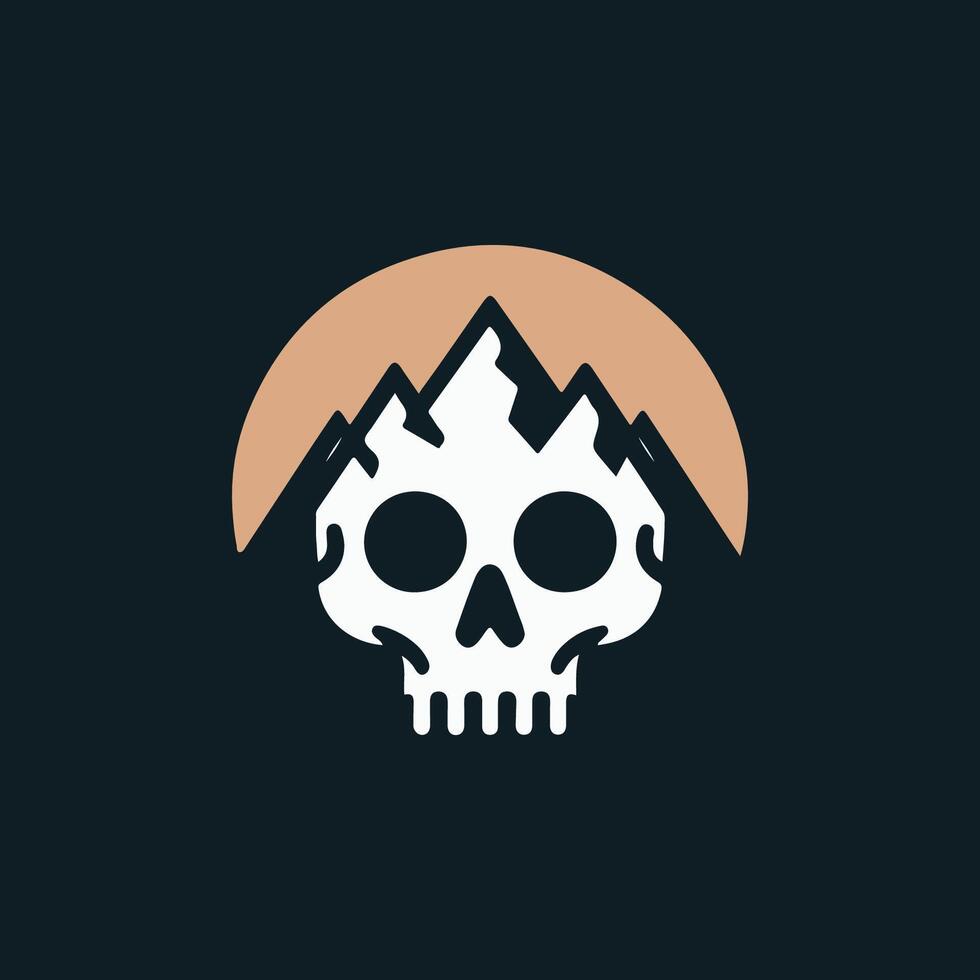 a skull with mountains in the background vector