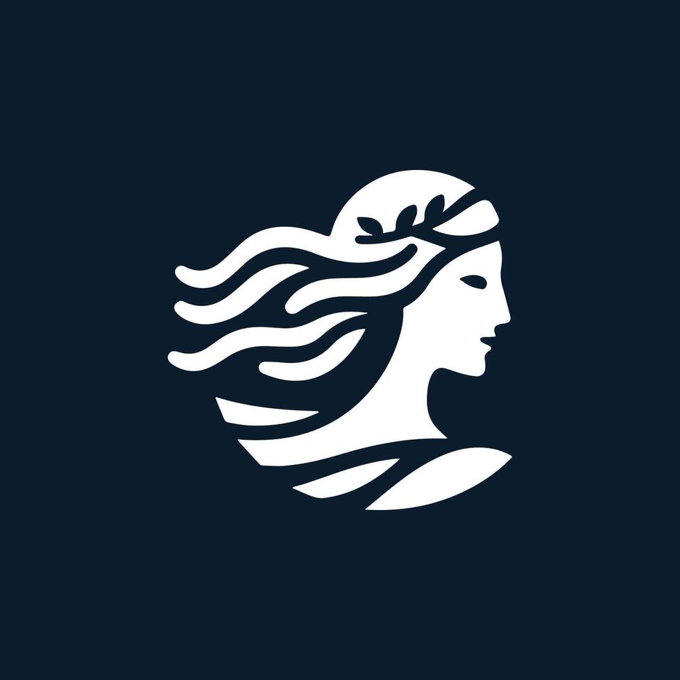 woman's head with a wreath of leaves on it vector
