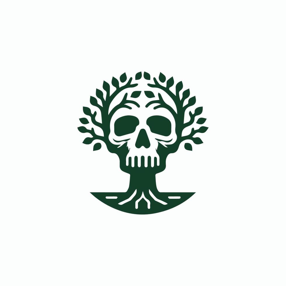a skull with a tree in the middle of it vector