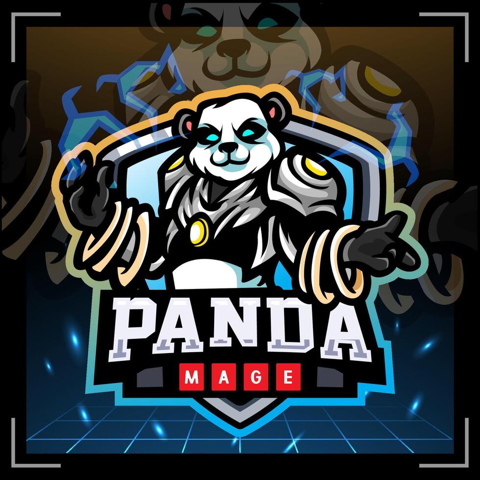 Panda mage mascot esport logo design vector