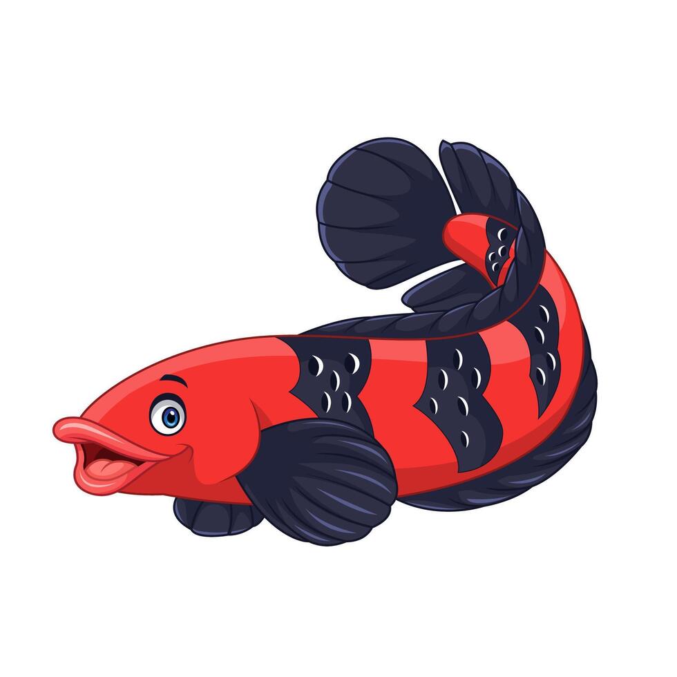 Cute cartoon channa fish isolated on white background vector
