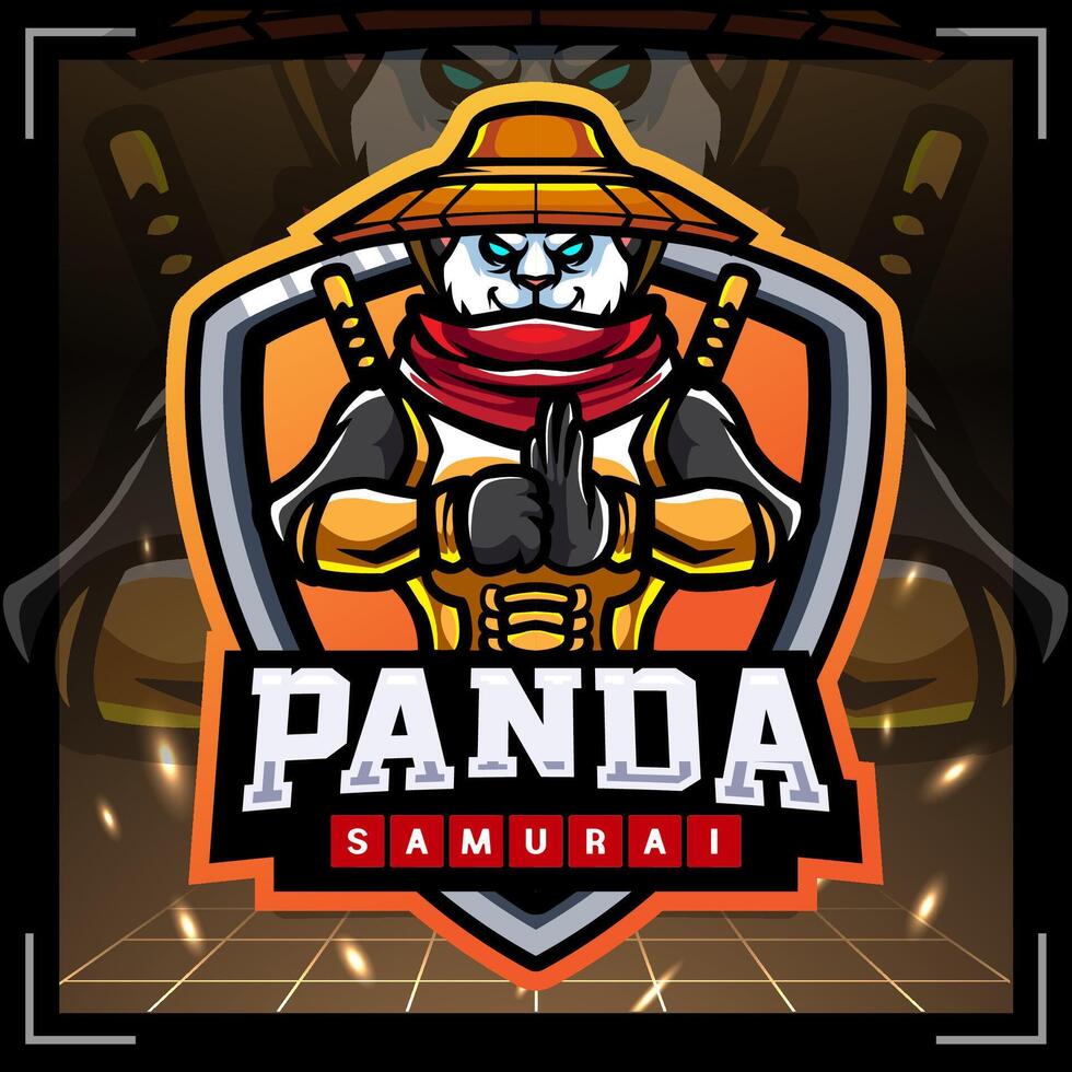 Panda Japanese samurai mascot esport logo design vector
