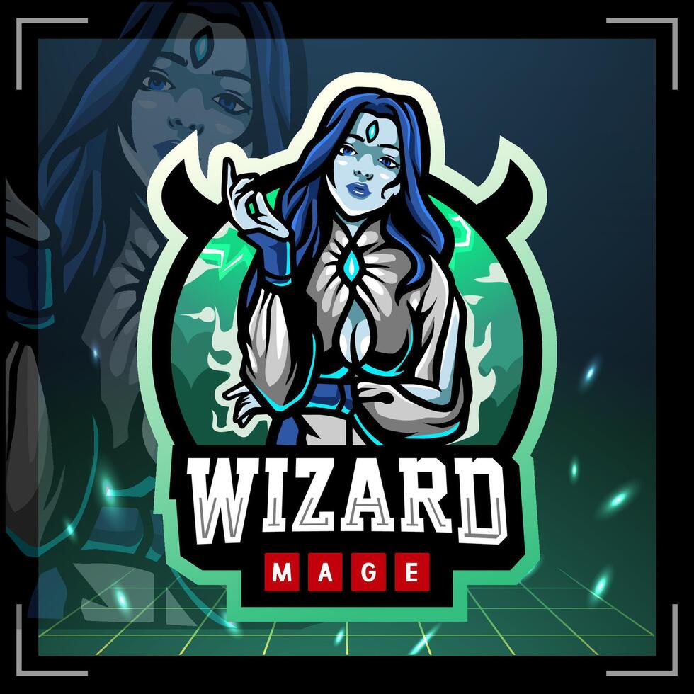 Wizard mage mascot esport logo design vector