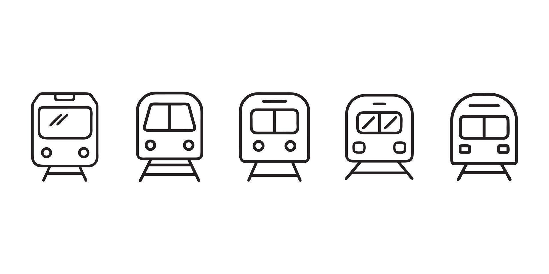 Train Front View Outline Icons, train icon, illustration front view design template vector