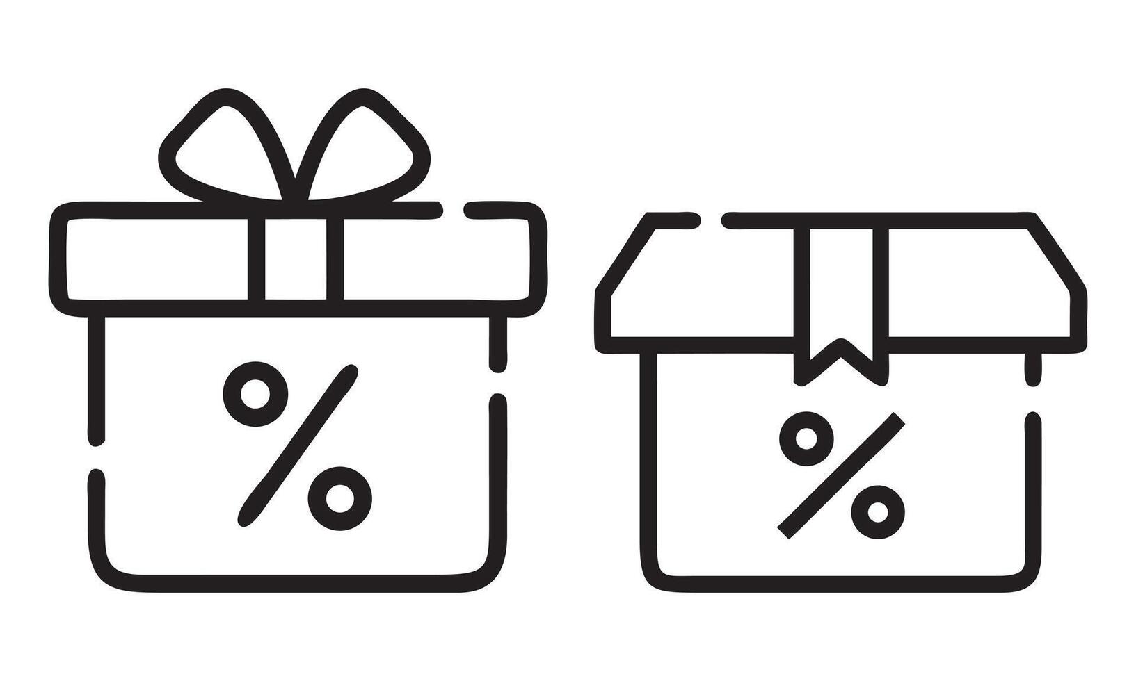 Gift Boxes with Discount Percentage Icons, Gift box percent isolated icon, gift discount symbol vector