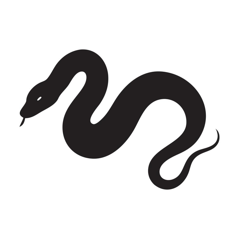 Simple Black Silhouette of a Winding Snake, a silhouette of a snake on a white background vector