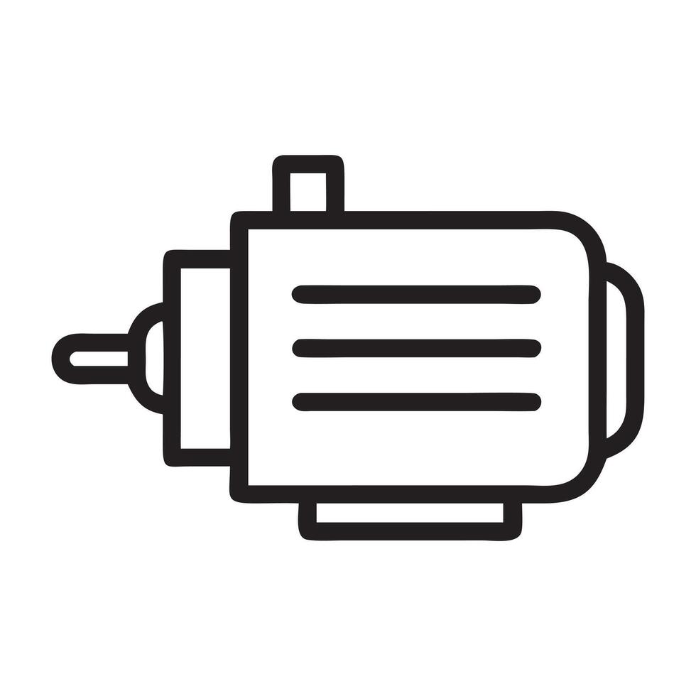 Simple Line Drawing of an Electric Motor icon, electric motor icon isolated on white background vector