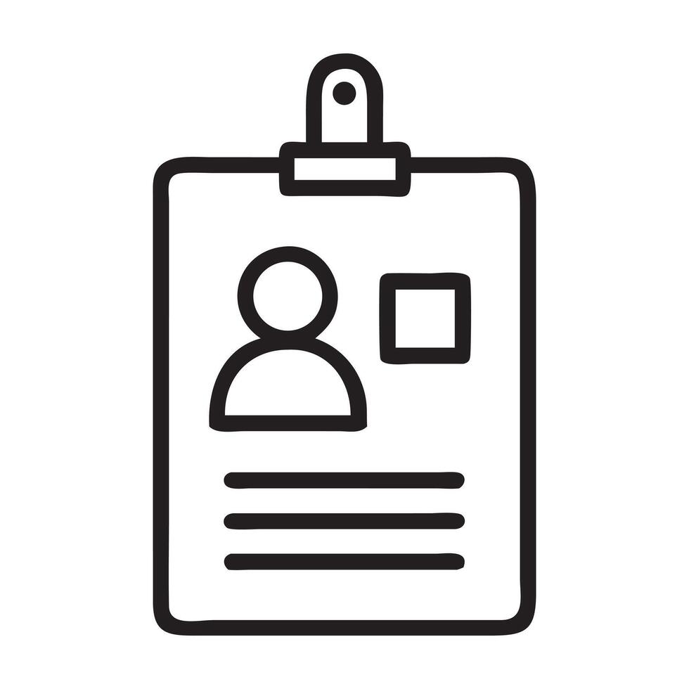 Simple Line Art Illustration of a Staff ID Badge, ID badge icon Flat art illustration in outline vector