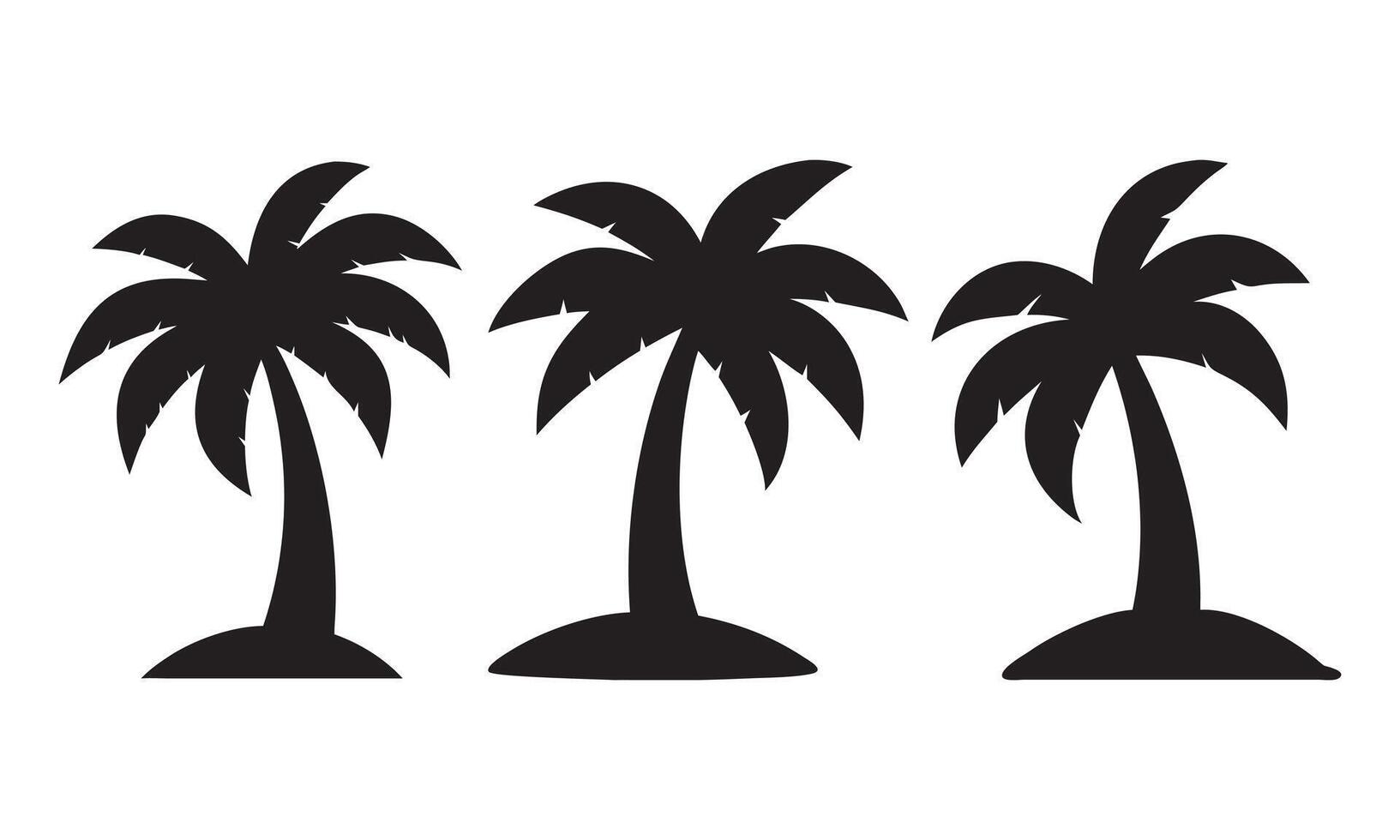 Three Silhouetted Palm Trees on White Background, Palm icons, logos, illustration vector