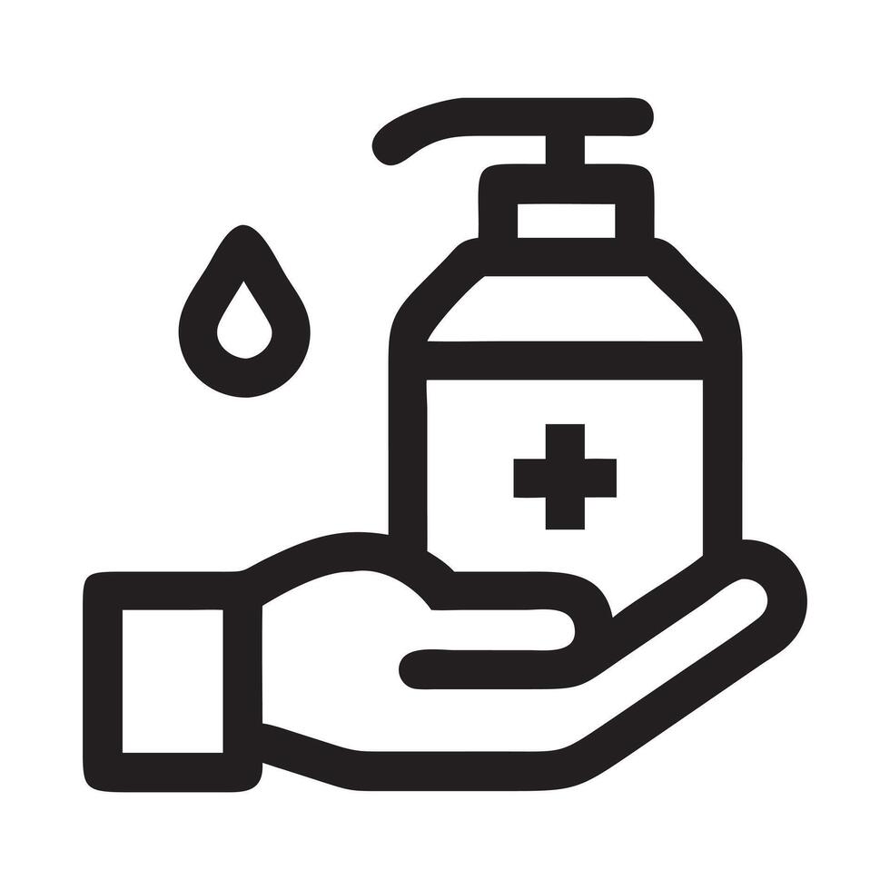 Hand Sanitizer Bottle in a Hand, A Simple Illustration of Hygiene, The best Hand Soap Sanitizer Icon Illustration Logo Template vector