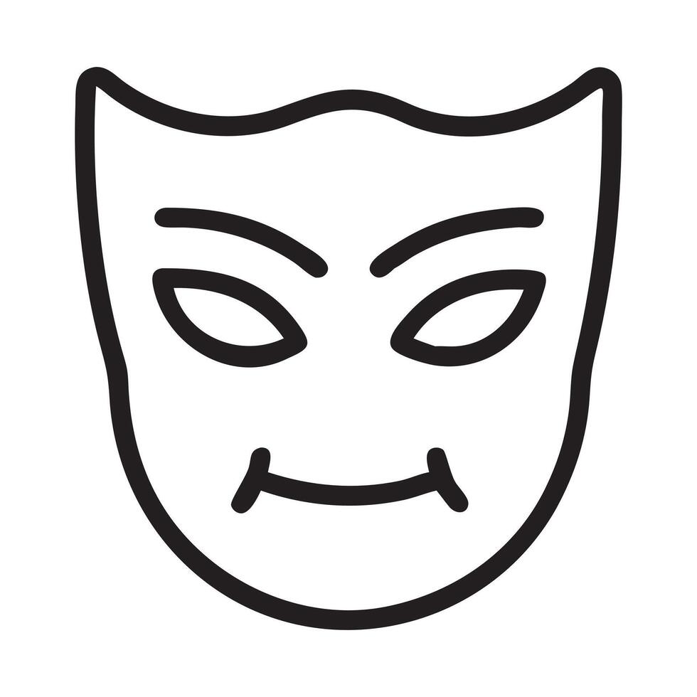 Masquerade icon. Comic and tragic mask icon, Comedy Mask Outline Illustration vector