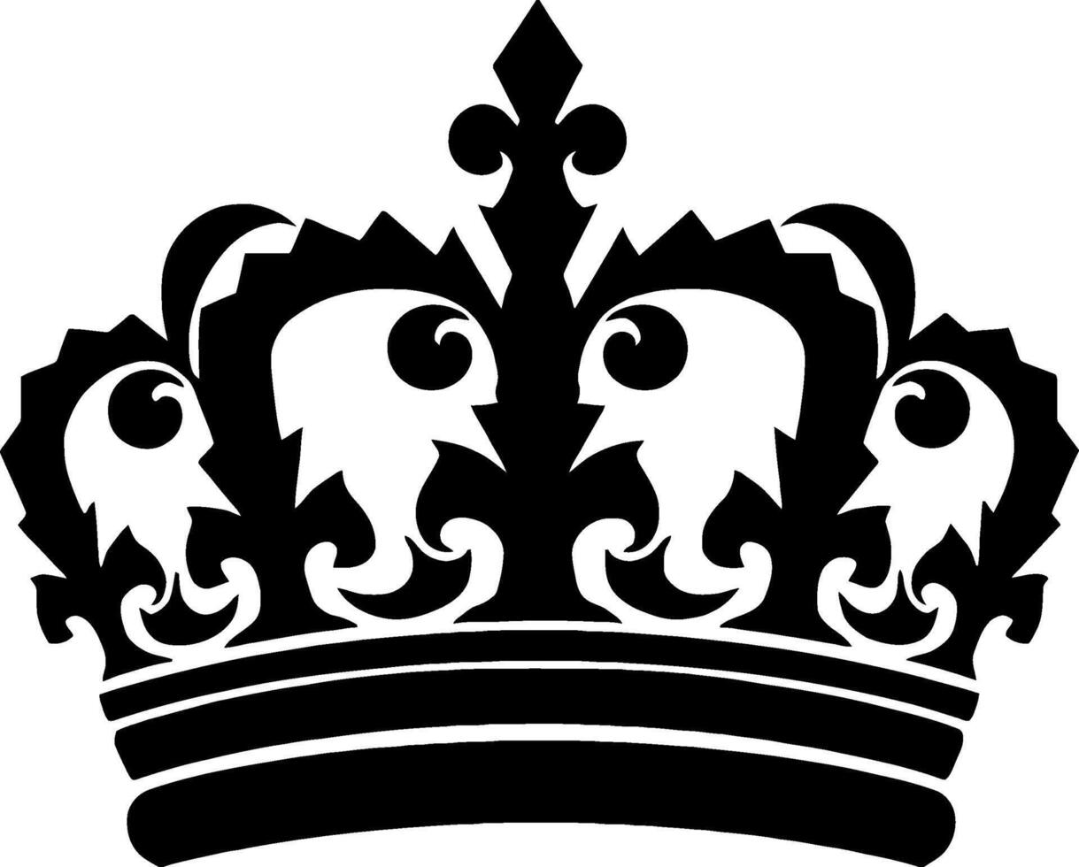 Ornate crown silhouette graphic isolated on white background. vector