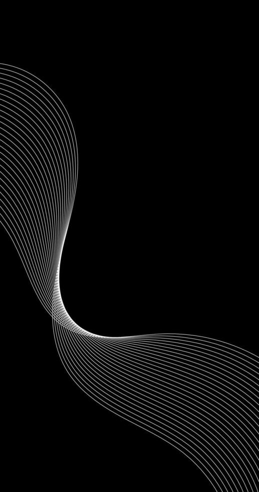 White Abstract wavy lines on a black background. Design element illustration vector