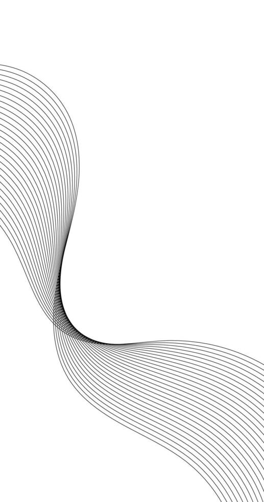 Abstract Black wave line on white vertical wallpaper background vector
