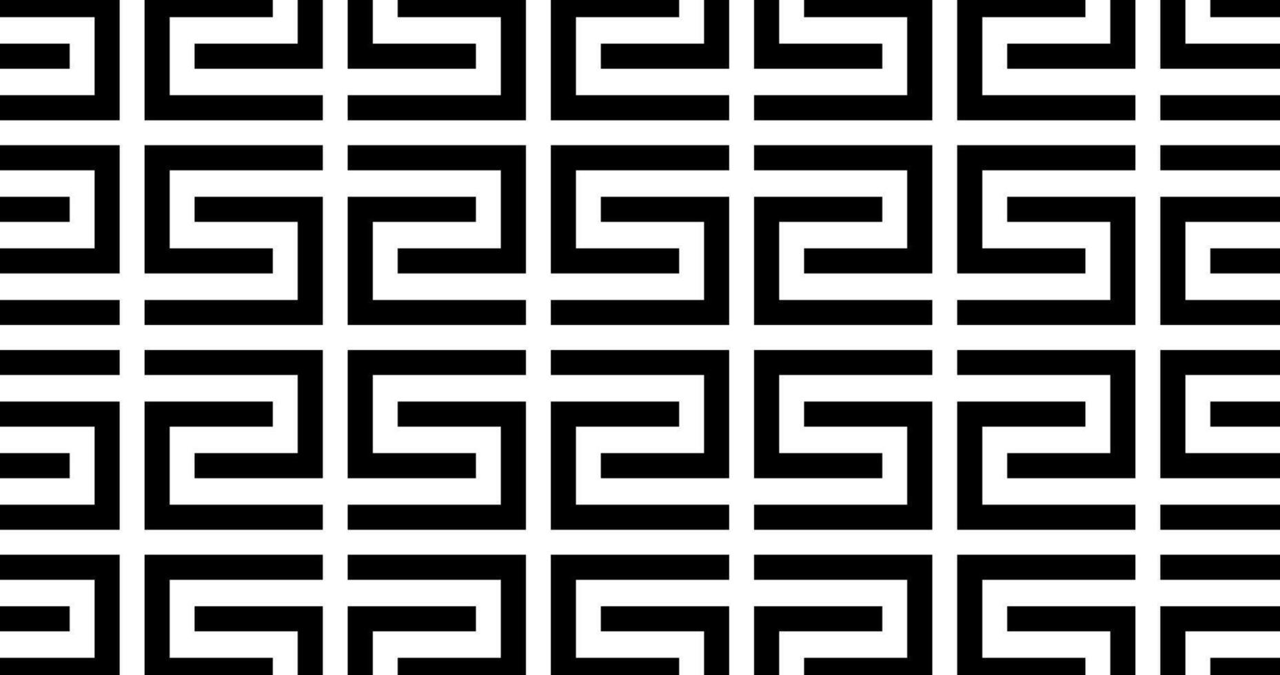 S shape Complex maze Geometry puzzle pattern Seamless black and white vector
