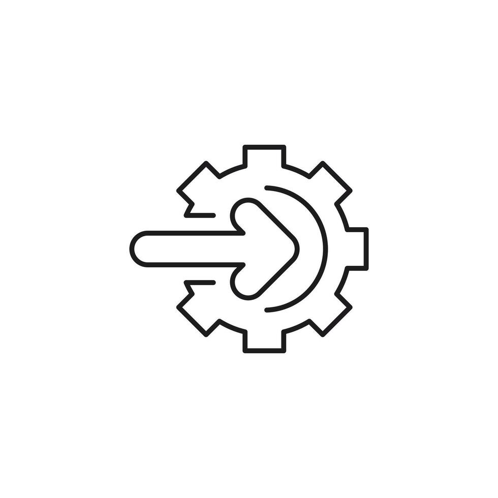 Gear with an arrow pointing to the right. Suitable for technology, navigation, progress concepts, and business presentations, websites, or social media posts. vector